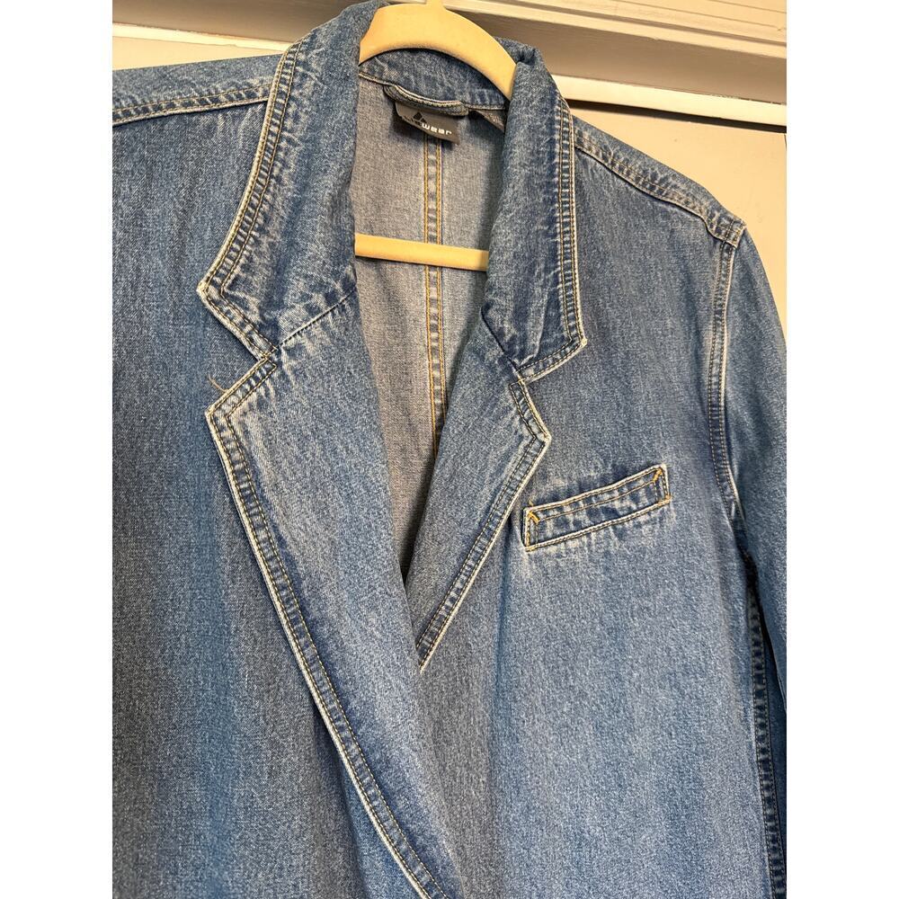 Vintage 80's LizWear Denim Blue Blazer Jacket Sz12 - Picture 2 of 7